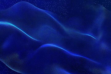 Abstract blue digital wavy surface with illuminated particle details