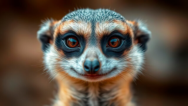 Color portrait of a meerkat, with a pretty look