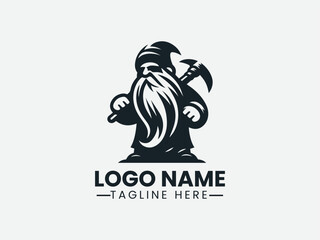 Dwarf Logo Design, Gnome Logo, Fantasy Dwarf Logo