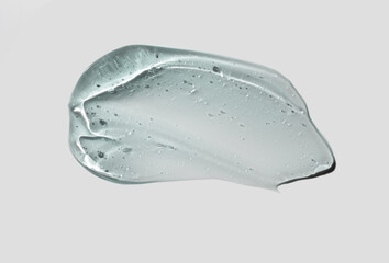 Beauty skin care product. Cosmetic gel smudge gray blue background isolated on light grey