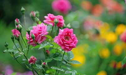 Obraz premium pink flowers in garden