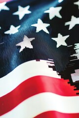 Fototapeta premium Glitch Effect on Vibrant Digital American Flag - Modern Tech and Patriotism.