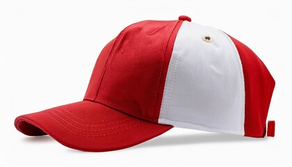 red and white trucker cap isolated on white background blank mesh baseball hat for branding and design mockup sporty and stylish