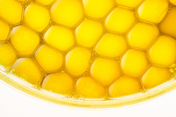 Yellow cosmetic ingredient balls of bubble molecular cell ingredient texture