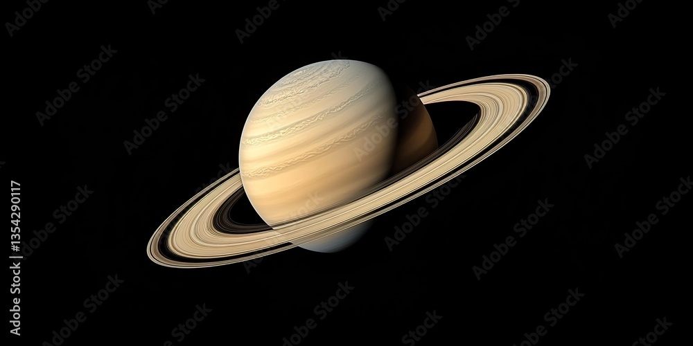 Wall mural ringed wonder: a saturn-like planet floating in the void of space.