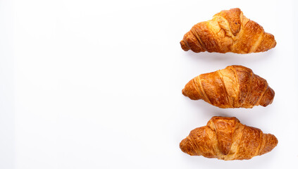 Delicious snack croissant on white background