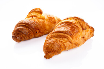 Delicious snack croissant on white background