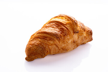 Delicious snack croissant on white background