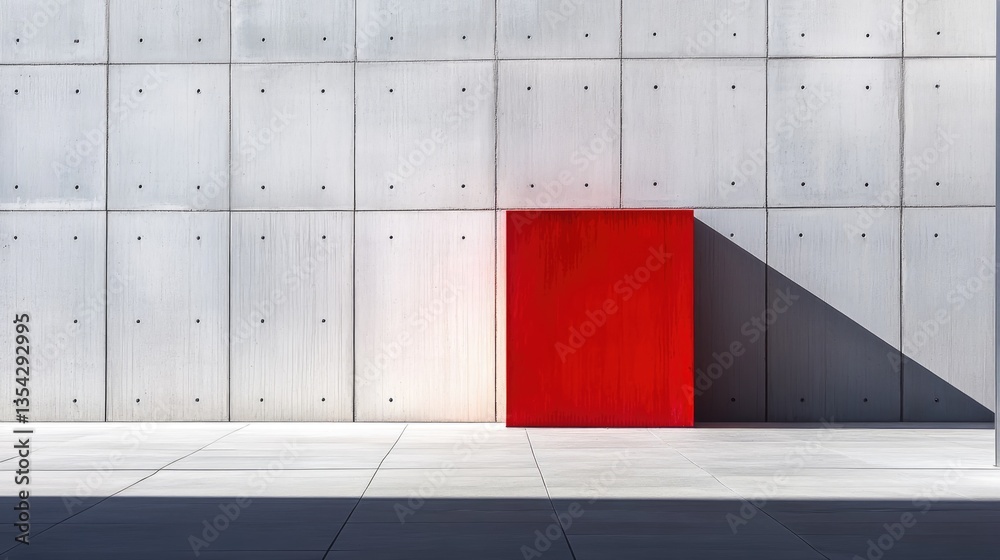 Poster a striking red cube against a pristine white cubic wall, showcasing a powerful contrast in geometric