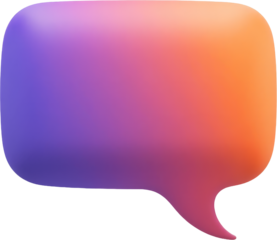 3D Style Gradient Speech Bubble, transparent background