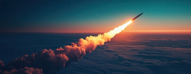 Fototapeta premium Here's the informationRocket Launch into Space Above the Earth