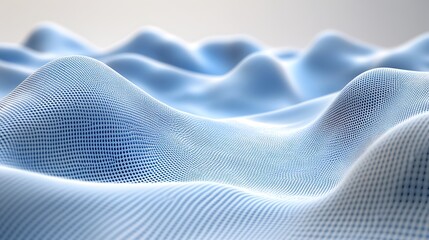 Abstract digital rendering of undulating blue mesh surface background