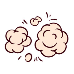 Smoke explosion cloud. Puff blast of pistol shot of cowboy, sheriffs gun hit, cartoon explosive smoke bubbles of dynamite bomb, petard. Wild west fight mascot cartoon vector illustration