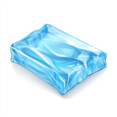 Obraz premium Cold compress ice pack vector graphic, compact rectangular design with frosty blue tones, smooth clean edges, sharp geometric shapes, isolated on a white background, modern and versatile style.