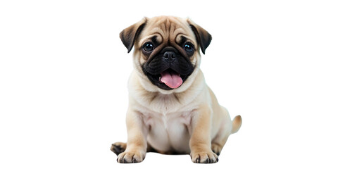 Fototapeta premium Adorable Companion A Playful Pug Puppy Sitting Happily