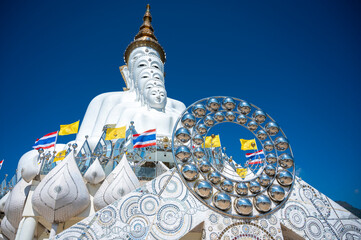 Khao Kho,Phetchabun, Thailand - November 2024 : White five Buddha statue in Wat Pha sorn kaew temple, Thailand, Phetchabun, Khao Kho, public area