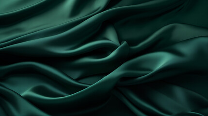 Fototapeta premium luxury dark green satin fabric, silk texture background