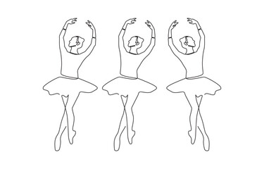 One single line drawing sexy woman ballerina. A pretty ballet dancer show dance, Dancing woman continuous line vector sketch.