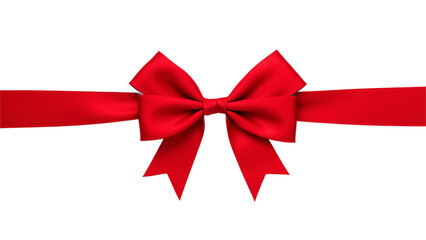 red ribbon gift bow isolated on transparent background