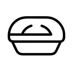 A simple, bold outline drawing of a cozy baby crib, suggesting safety and comfort for a newborn, with a clean, minimalist style.