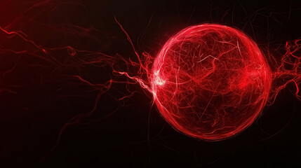 Red sphere made of swirling particles, symbolizing danger and warning
