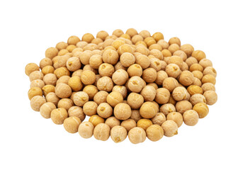 A mound of dried chickpeas scattered in a natural round formation isolated on transparent background
