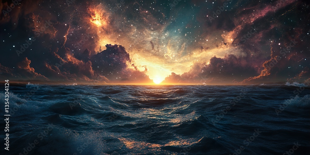 Wall mural nebula ocean: a starry sea of cosmic wonder and imagination.