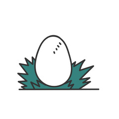 hand drawn doodle animal egg in the green grass