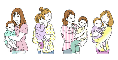 Vector illustration of woman with a child in their arms