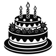 Black and White Birthday classic Cake Designs with Candles templates icon
