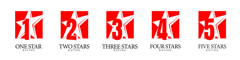Star rating. Original sign red and white. Five star symbol or emblem. vector illustration