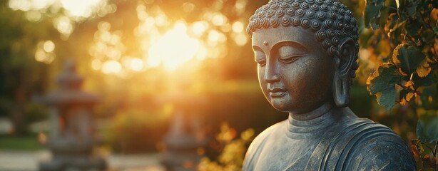 Serene Buddha Statue at Sunset