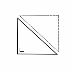 Right triangle with dotted lines on white background. Suitable for education, design elements, presentations, websites or applications