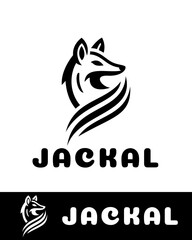 A sleek and modern jackal logo featuring a stylized, abstract design with sharp lines in black and white 