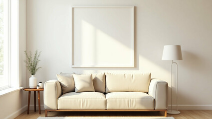Fototapeta premium Serene Living Space: A minimalist interior with natural light and a cozy atmosphere