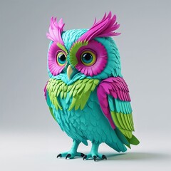 Obraz premium Colorful Paper Owl with Intricate Layered Feathers