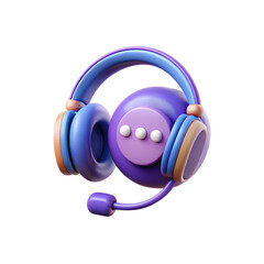  3D Chat Support Headset Icon