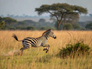 Obraz premium Zebra running and jumping
