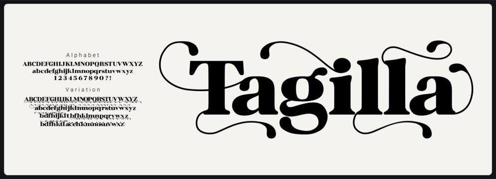 Elegant retro serif vector font. Alphabet reguler vector font Uppercase, lowercase, number, and variation. Stylish luxury font for branding, display, and wedding. 