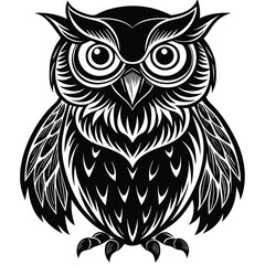 Fototapeta premium owl silhouette on white background