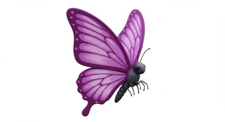 Fototapeta premium Vibrant Purple Butterfly Illustration with Detailed Wings on White Background