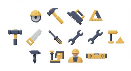 Construction Tools and Equipment Flat Lay for Building and Repair Projects