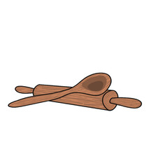 Vector Illustration of a Traditional Wooden Spoon for Cooking and Stiring Food
