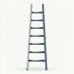 Flat ladder vector design, single straight ladder, metallic tone, sharp clean lines, isolated on a plain white background, minimalist and modern illustration.
