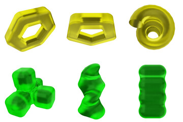 3d geometric abstract icon set bundle