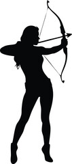 woman Archer Silhouette. female archer warrior Vector