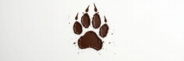 A detailed bear paw print in rich brown against a white background, symbolizing wildlife, nature, and adventure.