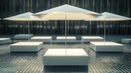 Demonstrate a spacious outdoor networking event with clean tables and chairs, allowing for easy movement and conversation among attendees.