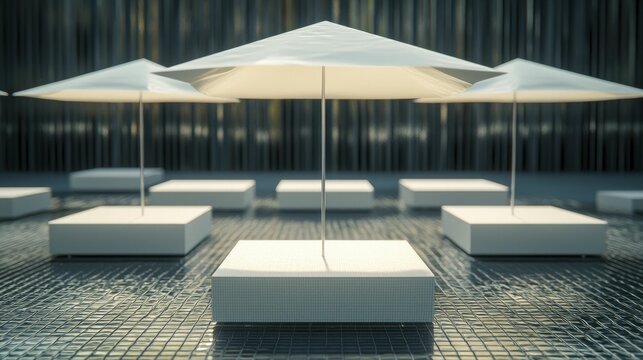 Demonstrate a spacious outdoor networking event with clean tables and chairs, allowing for easy movement and conversation among attendees.