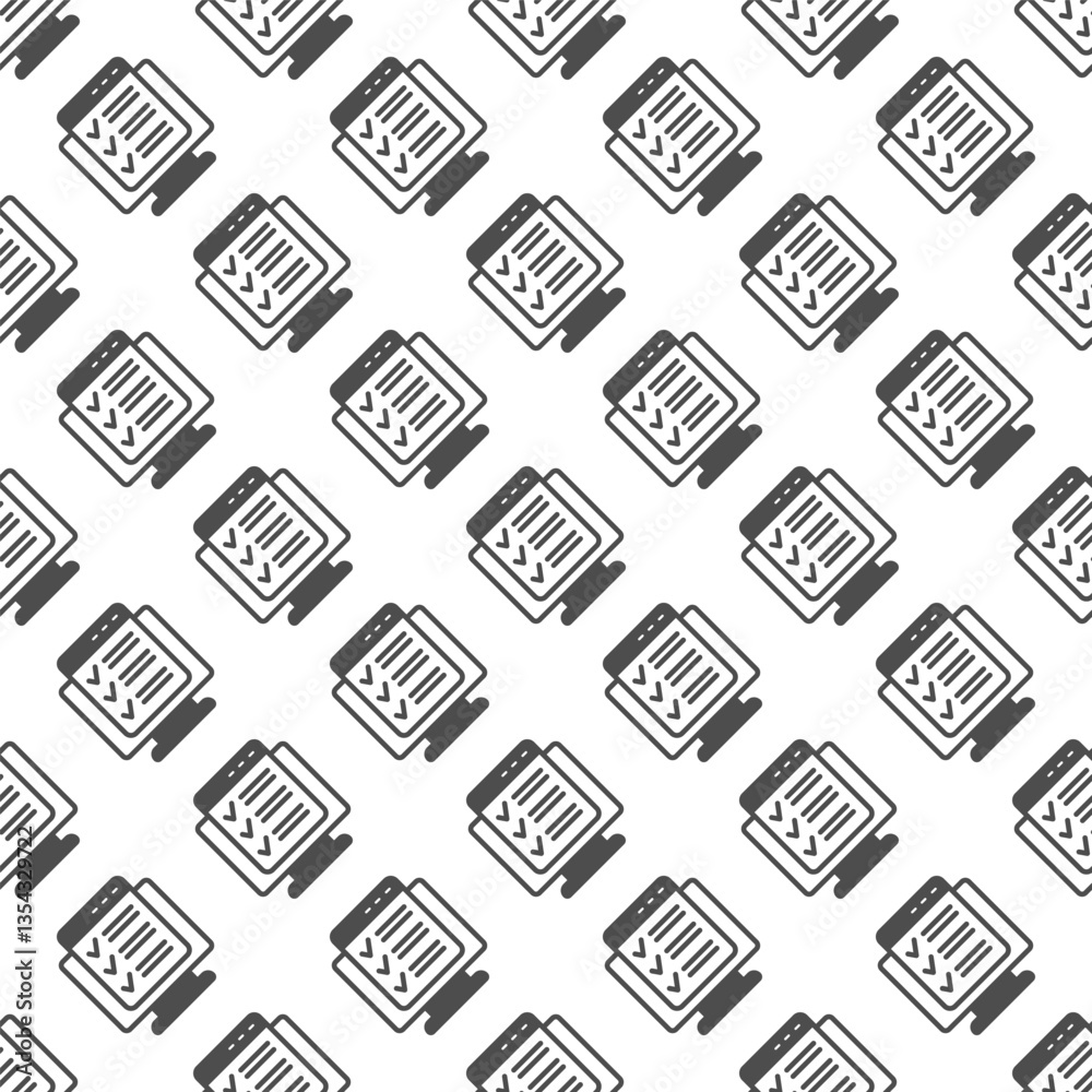 Poster monitor screen with checklist window solid seamless pattern, remote work theme. vector graphics. dis